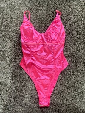 Pink Satin Bodysuit